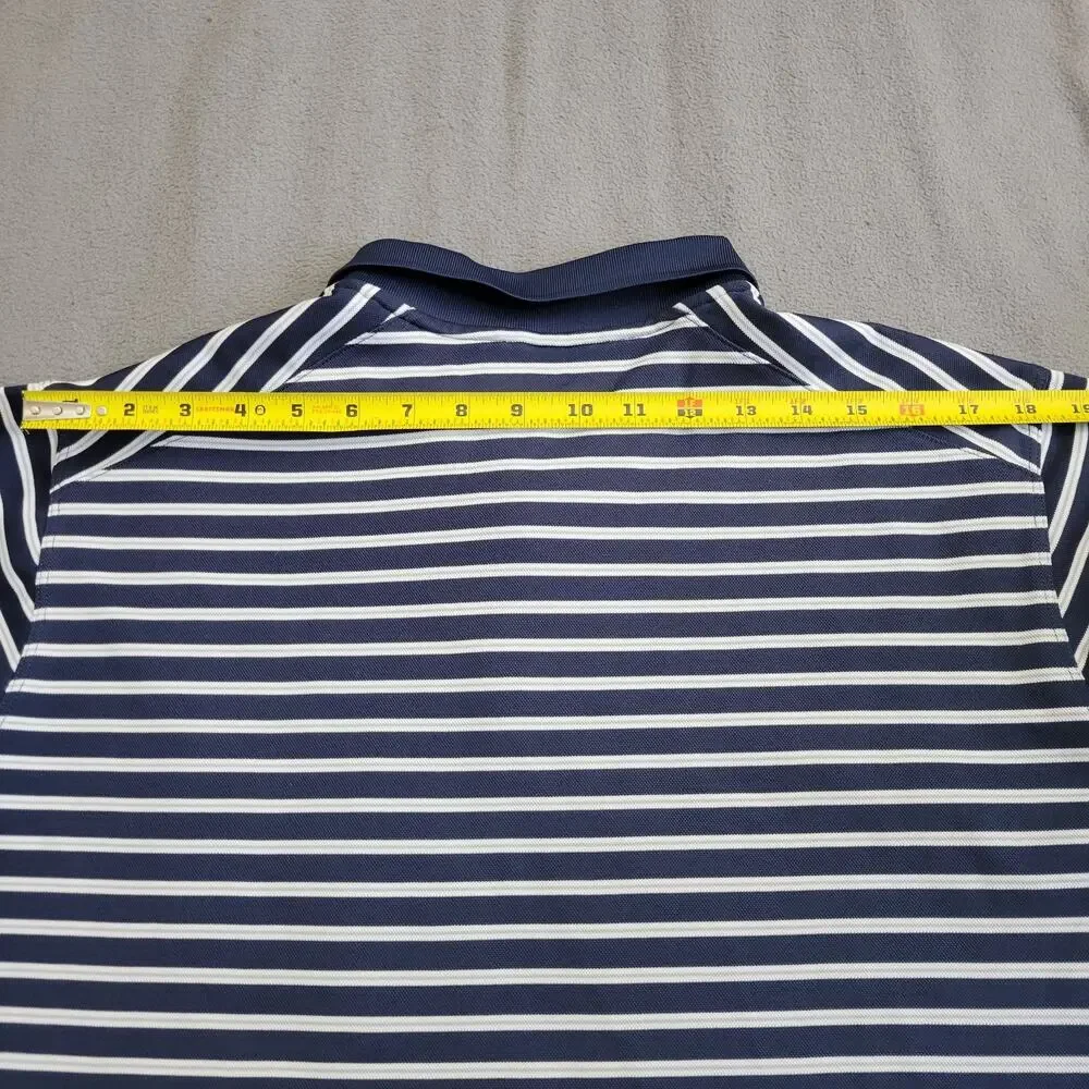 NIKE Shirt Polo Mens XL Blue DriFit Golf Striped Gray White Performance Business - Picture 5 of 14